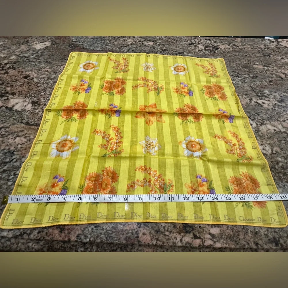 Dior Vibrant Yellow Floral Scarf